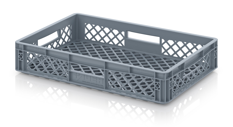 Eurobox perforée en PEHD 600 x 400 x 120mm - Gris