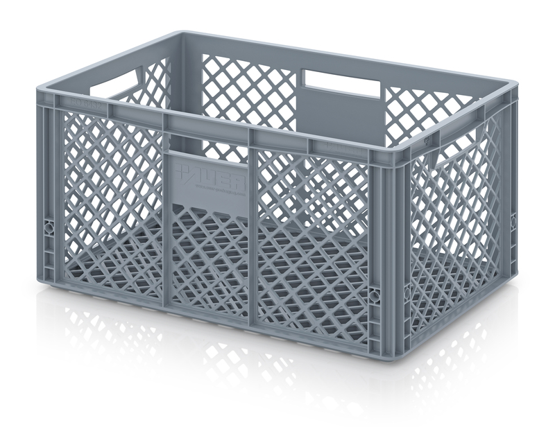Opbergbak in PEHD Geperforeerd 600 x 400 x 320mm - Grijs